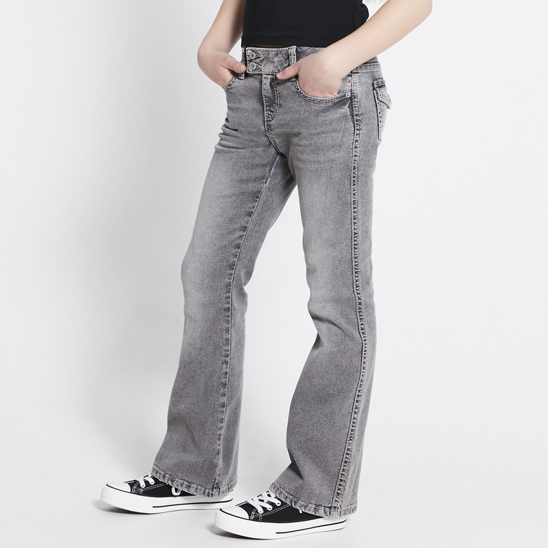 Stitch back pocket bootcut jeans "90`s Boot star stitch" Grey